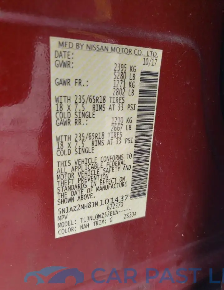 5N1AZ2MH8JN101437# 13