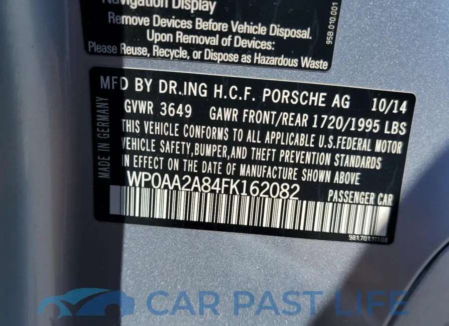 WP0AA2A84FK162082# 12
