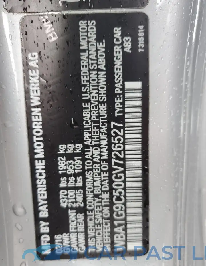 WBA1G9C50GV726527# 12