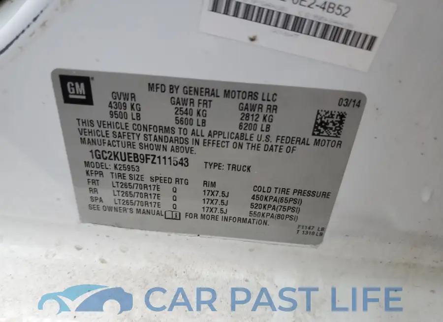 1GC2KUEB9FZ111543# 12
