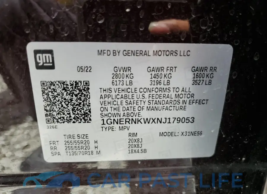 1GNERNKWXNJ179053# 13