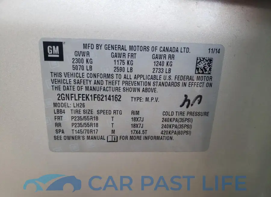 2GNFLFEK1F6214162# 12