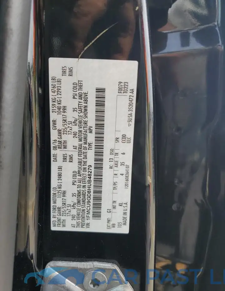1FMCU9GD8HUB48279# 13