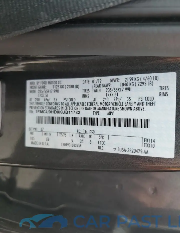 1FMCU9HD0KUB11782# 13