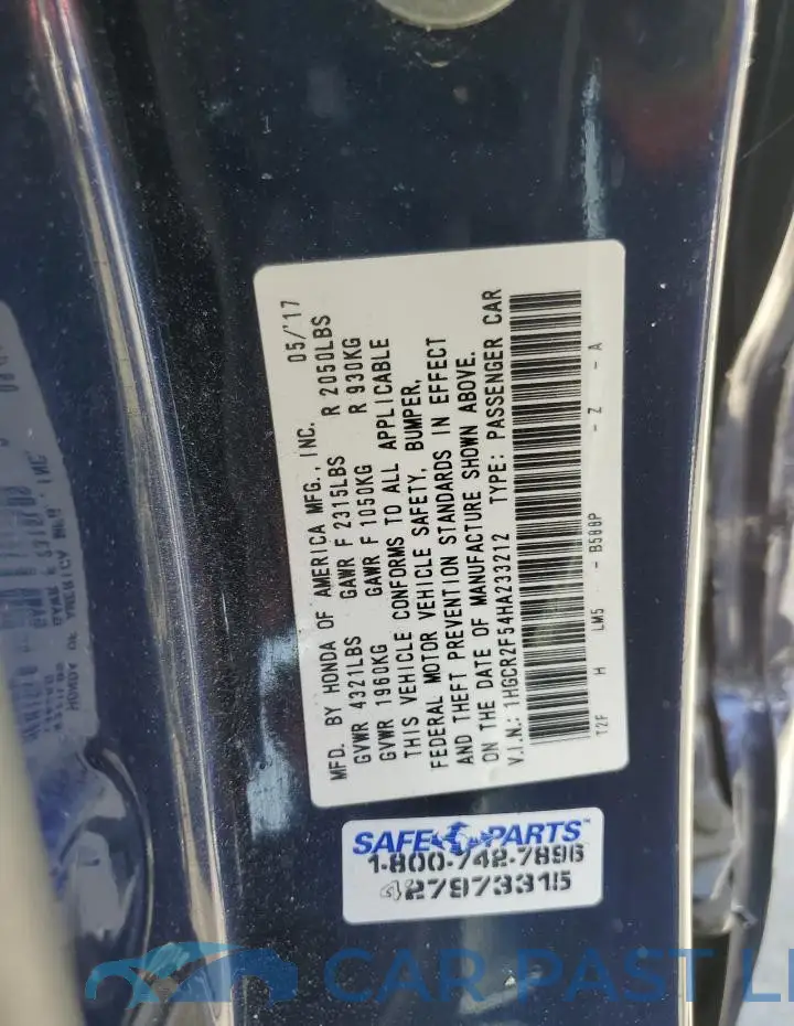 1HGCR2F54HA233212# 12