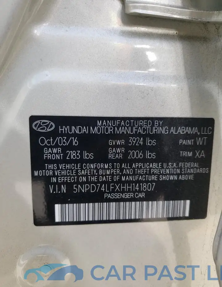 5NPD74LFXHH141807# 12