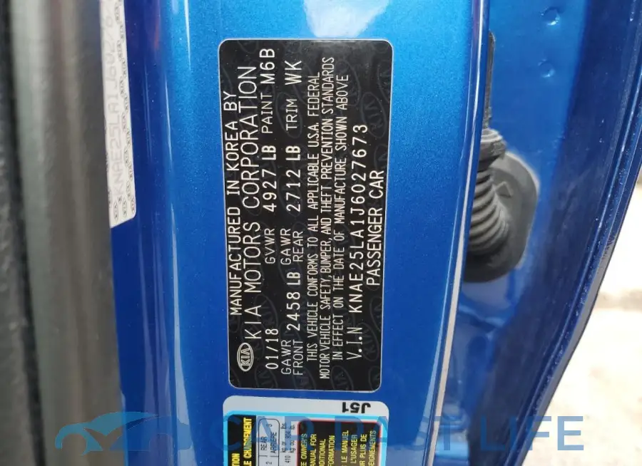 KNAE25LA1J6027673# 12