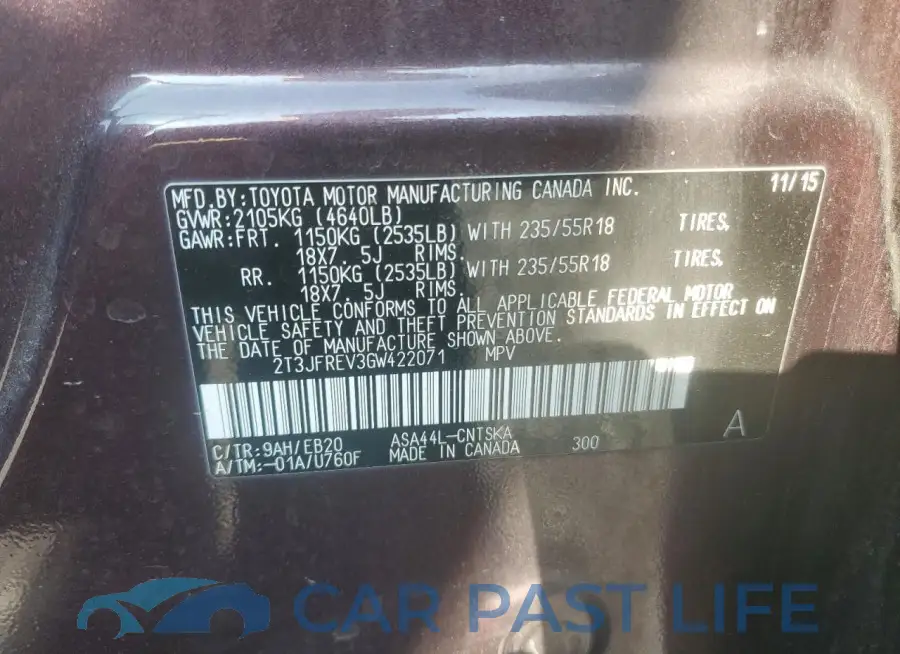 2T3JFREV3GW422071# 12
