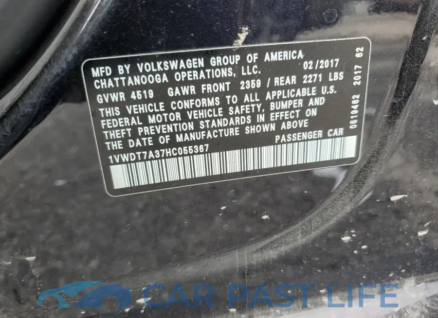 1VWDT7A37HC055367# 12