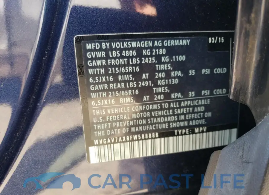 WVGAV7AX8FW588886# 13