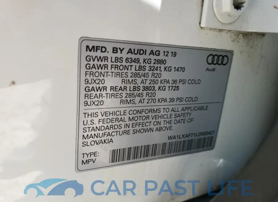 WA1LXAF71LD003421# 13