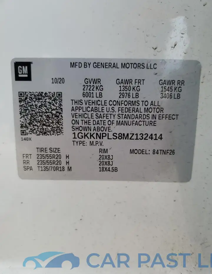 1GKKNPLS8MZ132414# 13