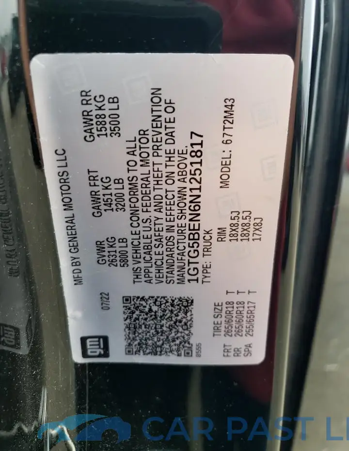 1GTG5BEN6N1251817# 12