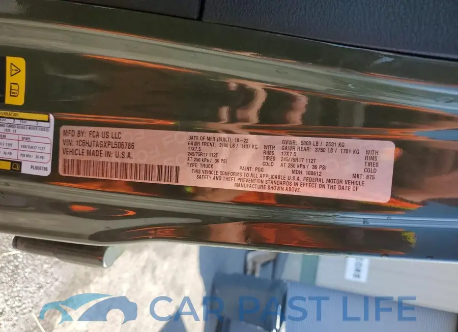 1C6HJTAGXPL506786# 12