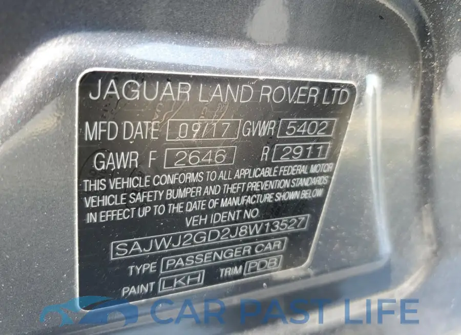 SAJWJ2GD2J8W13527# 12
