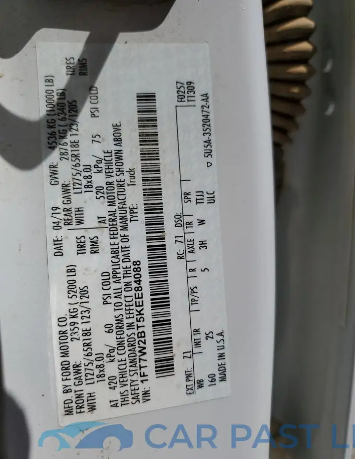 1FT7W2BT5KEE84088# 12