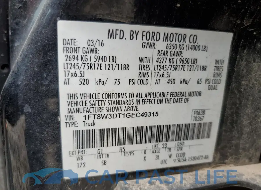 1FT8W3DT1GEC49315# 12