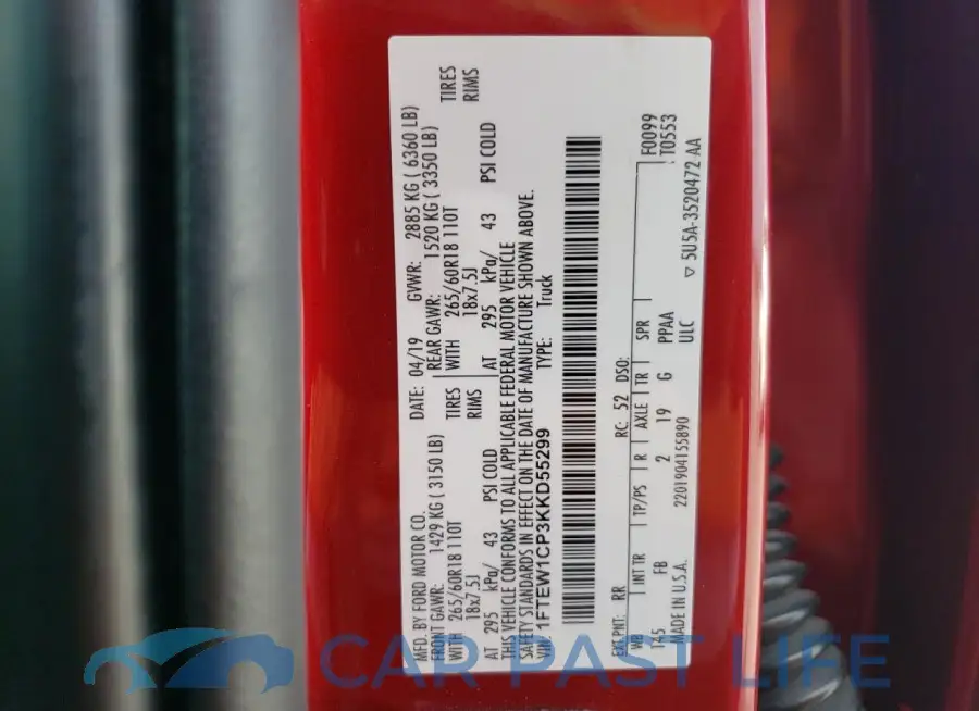 1FTEW1CP3KKD55299# 12