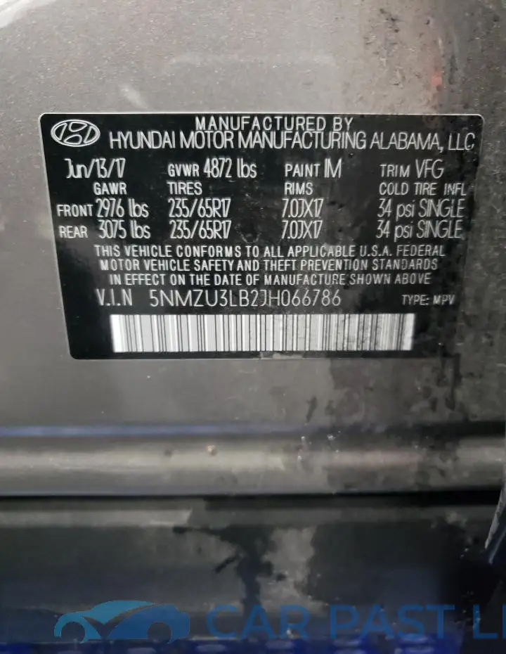 5NMZU3LB2JH066786# 13