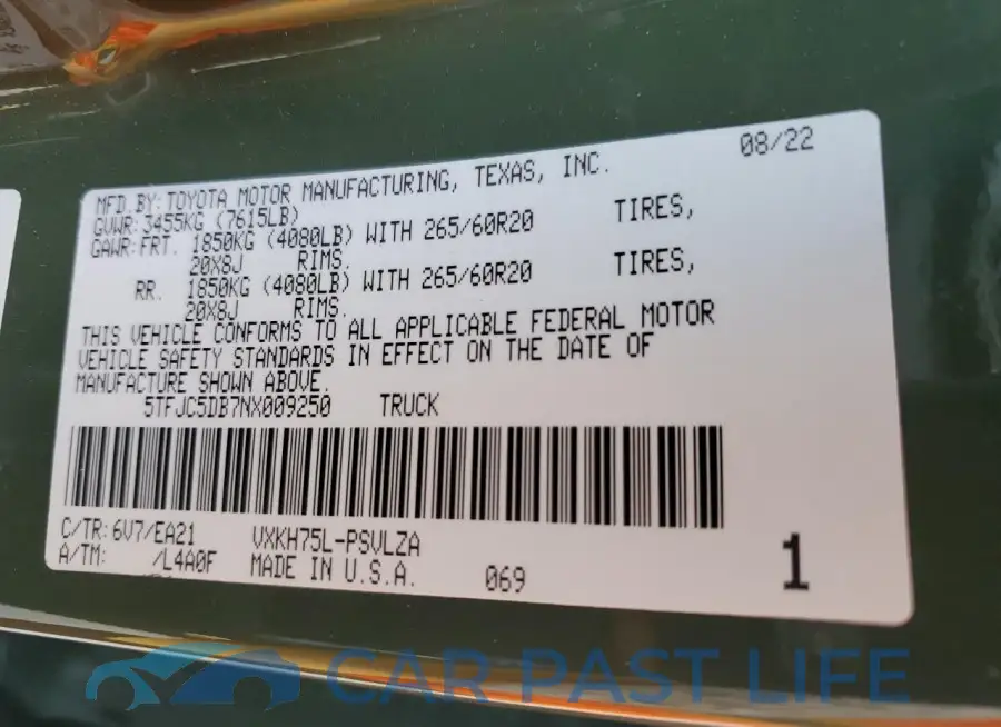 5TFJC5DB7NX009250# 10