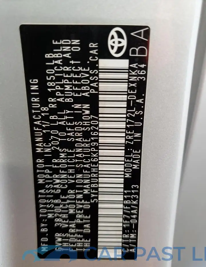 5YFBURHE6KP916207# 12