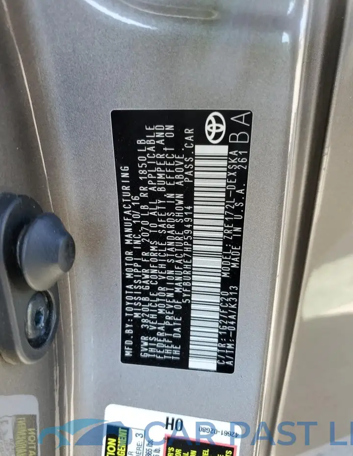 5YFBURHE7HP594914# 12