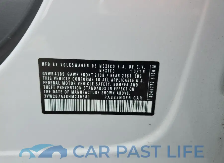 3VW2B7AJ8HM249381# 13