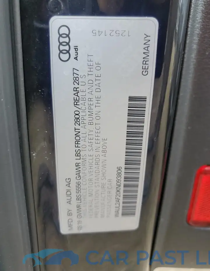 WAUL2AF20KN093806# 12