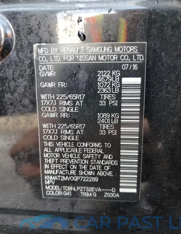KNMAT2MV0GP722289# 13
