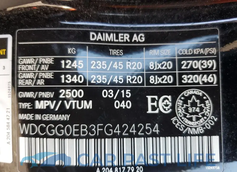 WDCGG0EB3FG424254# 14