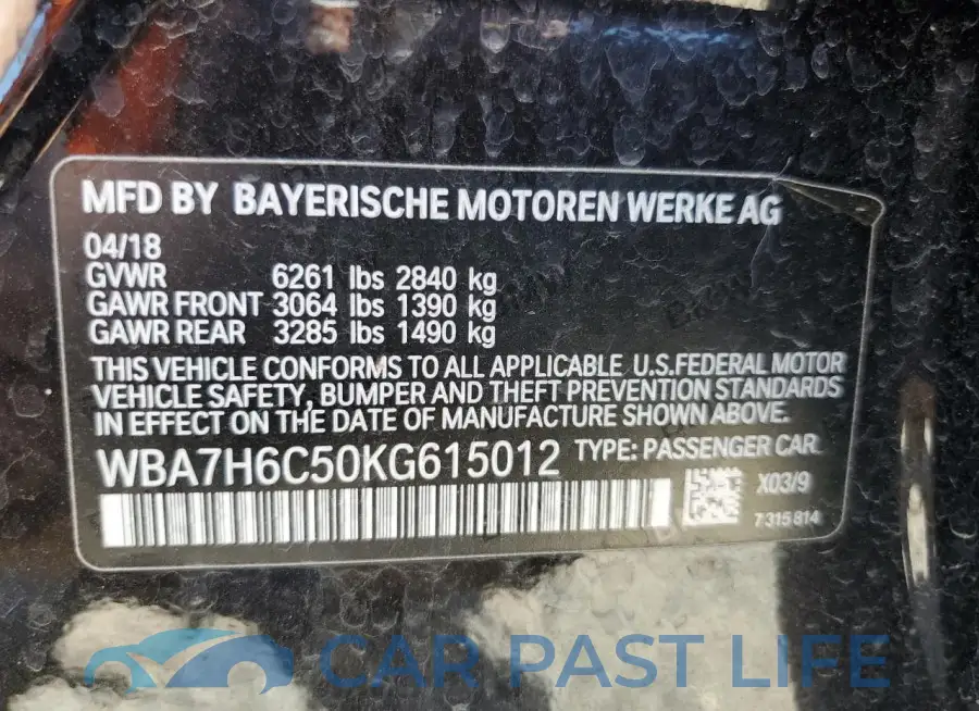 WBA7H6C50KG615012# 12