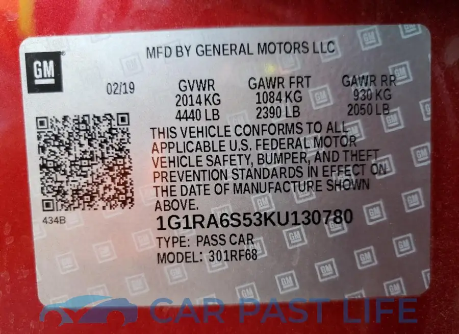 1G1RA6S53KU130780# 13