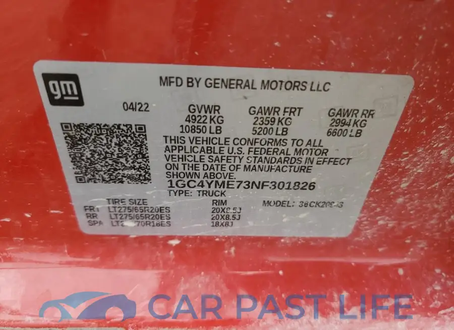 1GC4YME73NF301826# 12