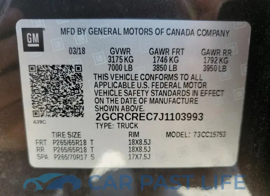 2GCRCREC7J1103993# 12