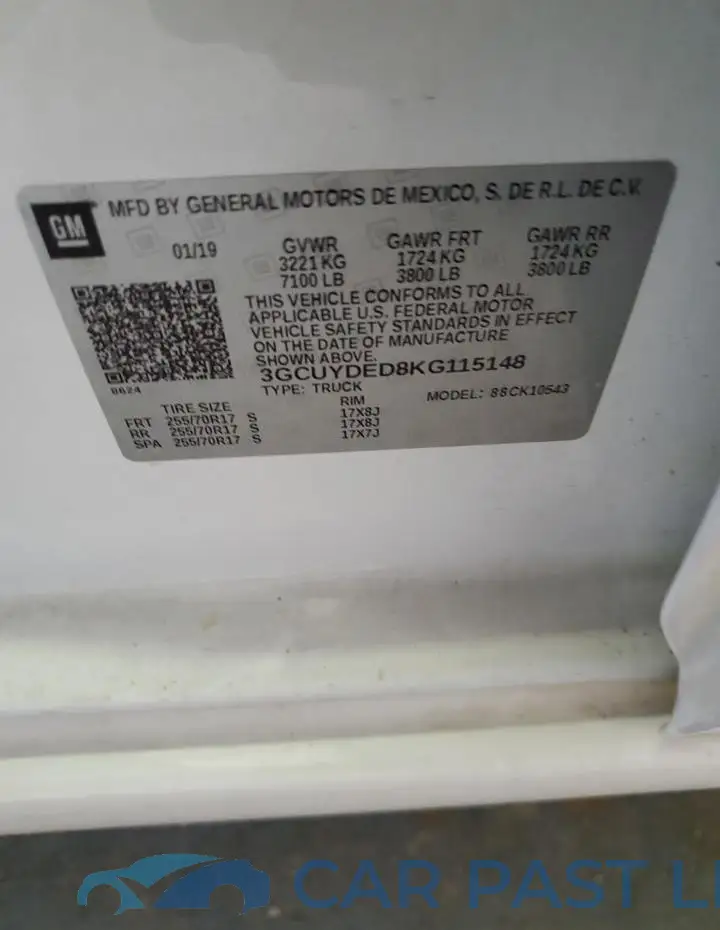 3GCUYDED8KG115148# 13