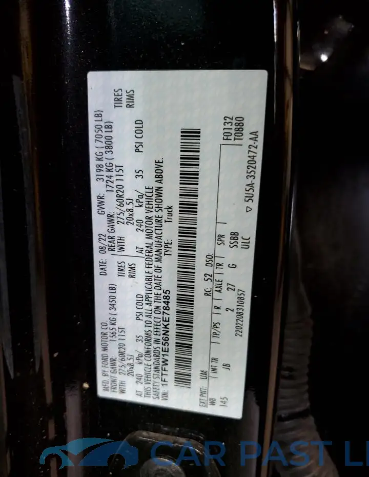 1FTFW1E56NKE78485# 12