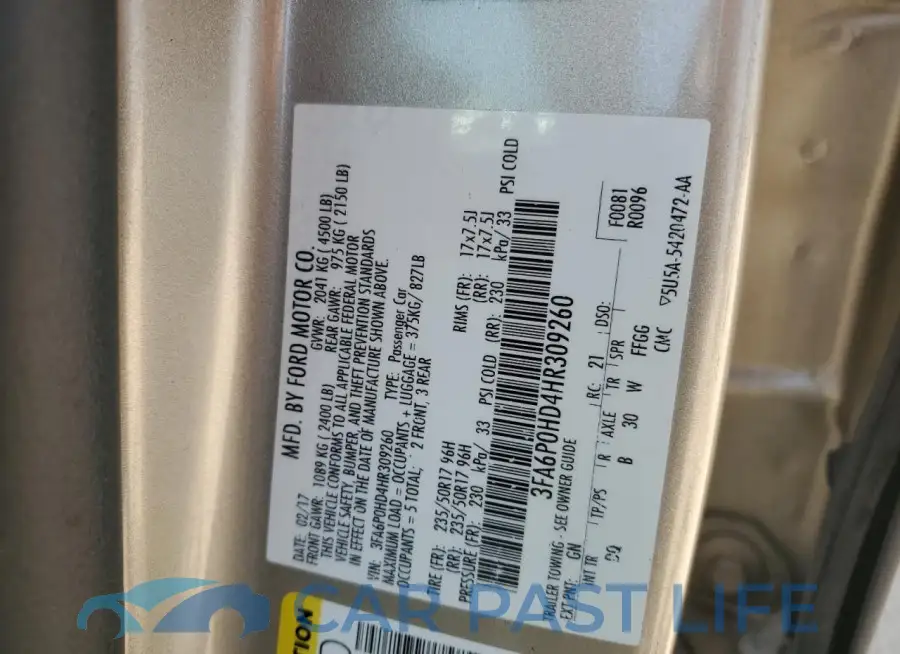 3FA6P0HD4HR309260# 13