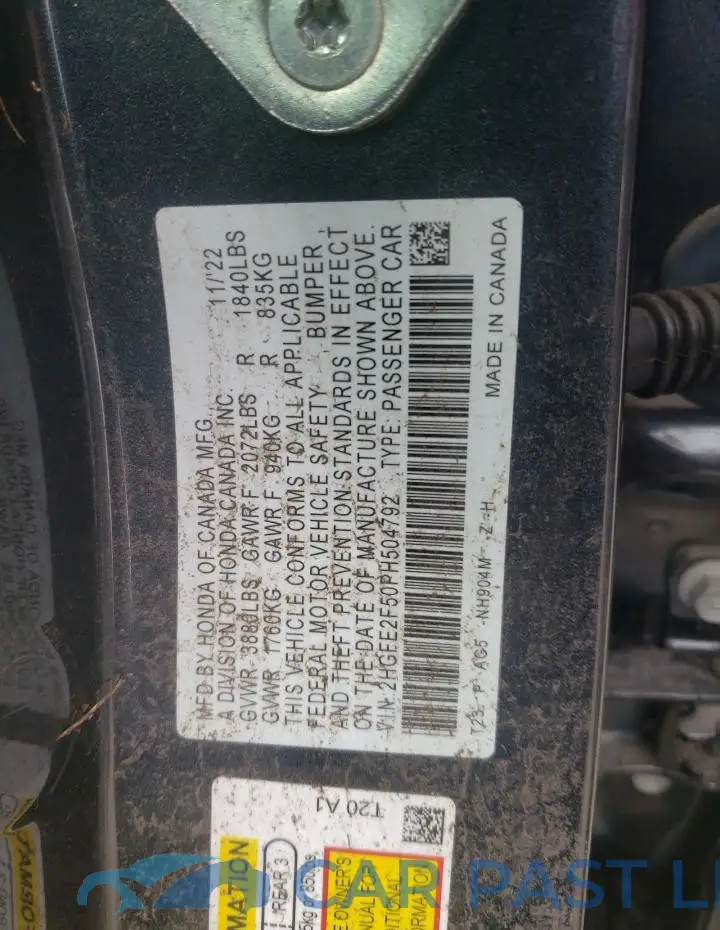 2HGFE2F50PH504792# 13