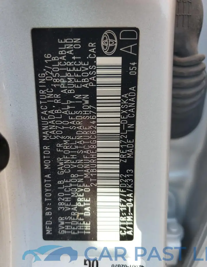 2T1BURHE8GC624677# 12