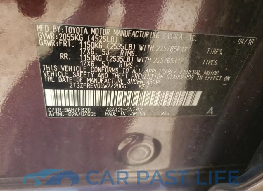 2T3ZFREV0GW272066# 14