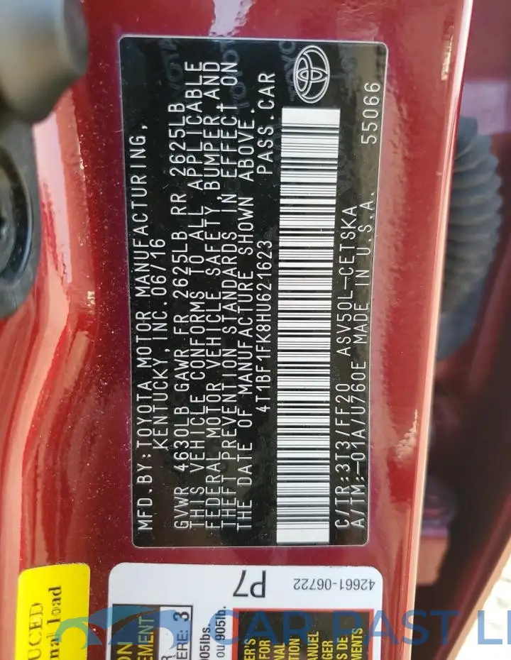 4T1BF1FK8HU621623# 13