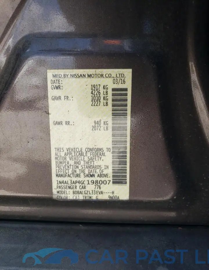 1N4AL3AP4GC198007# 12