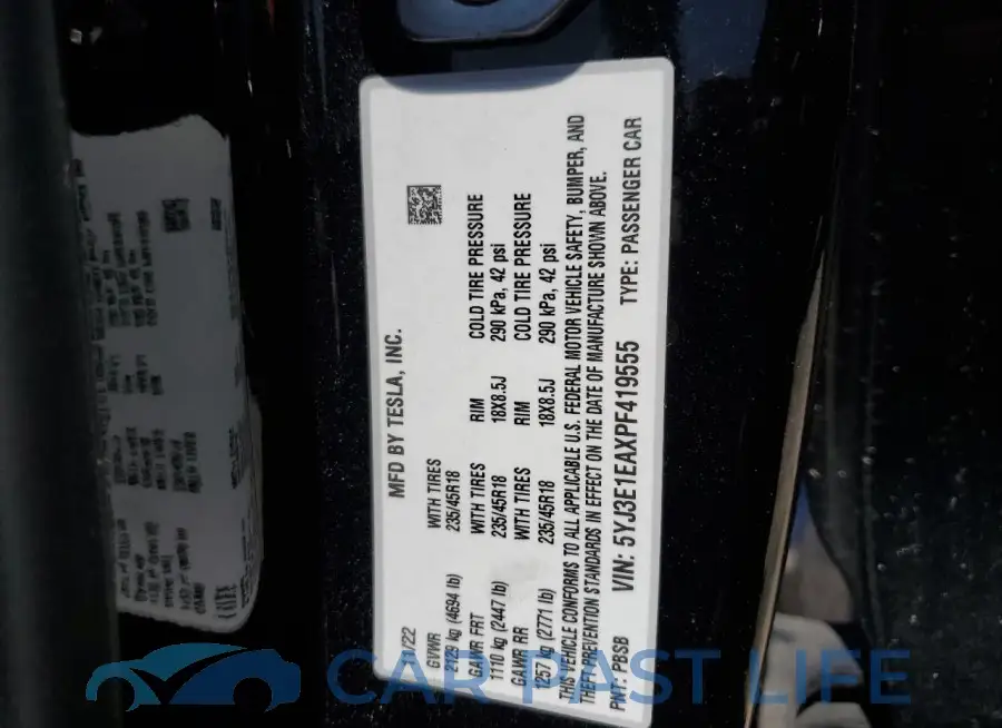 5YJ3E1EAXPF419555# 12