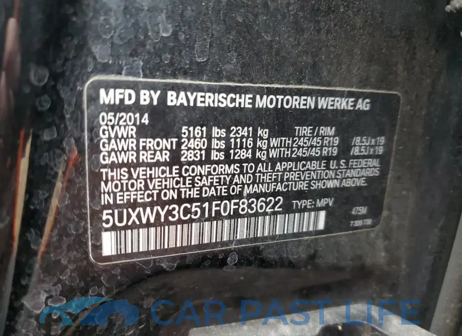 5UXWY3C51F0F83622# 12