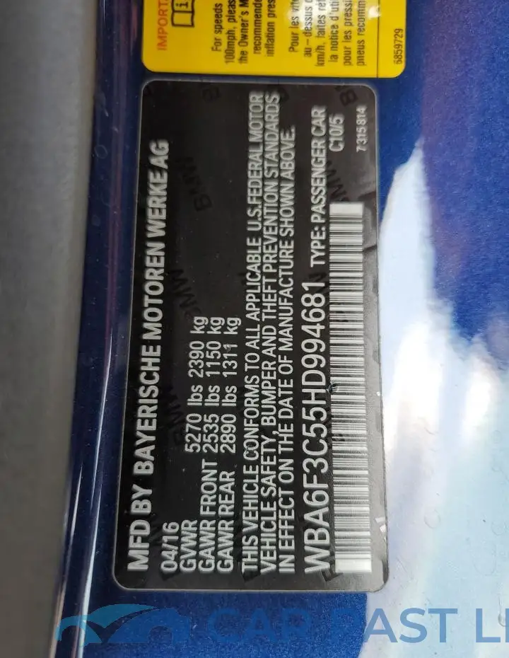 WBA6F3C55HD994681# 12