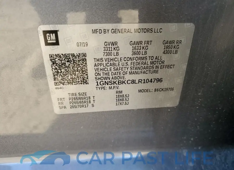 1GNSKBKC8LR104796# 12