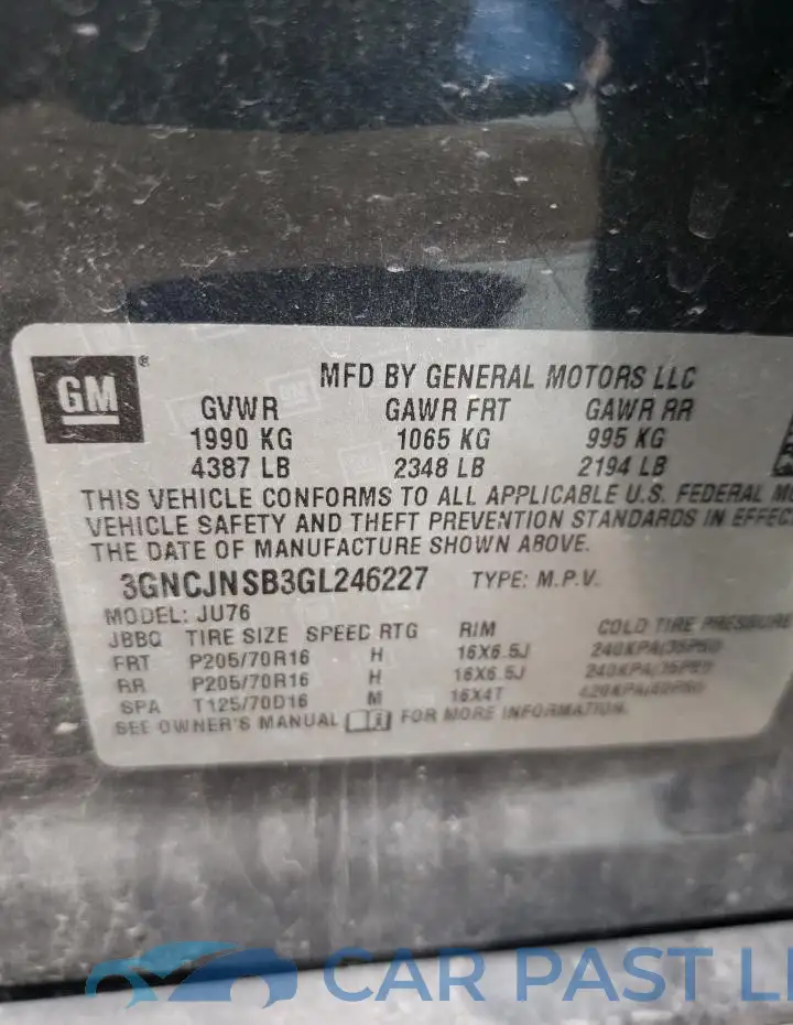 3GNCJNSB3GL246227# 13
