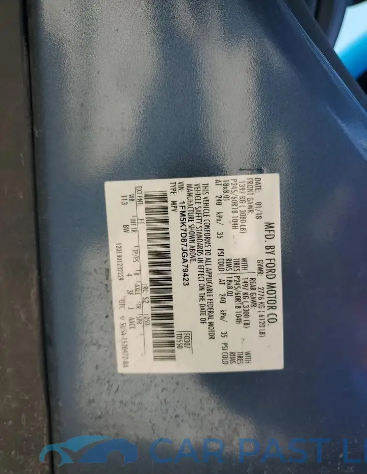 1FM5K7D87JGA79423# 13