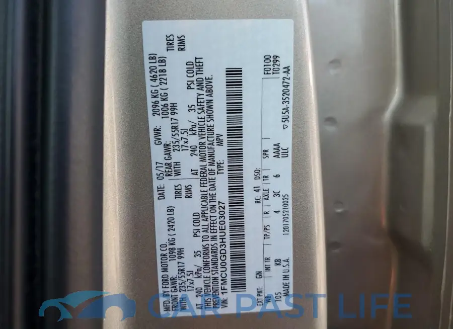 1FMCU0GD3HUE03027# 13
