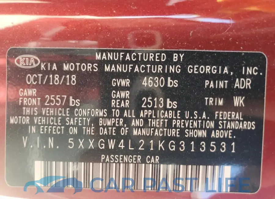 5XXGW4L21KG313531# 12
